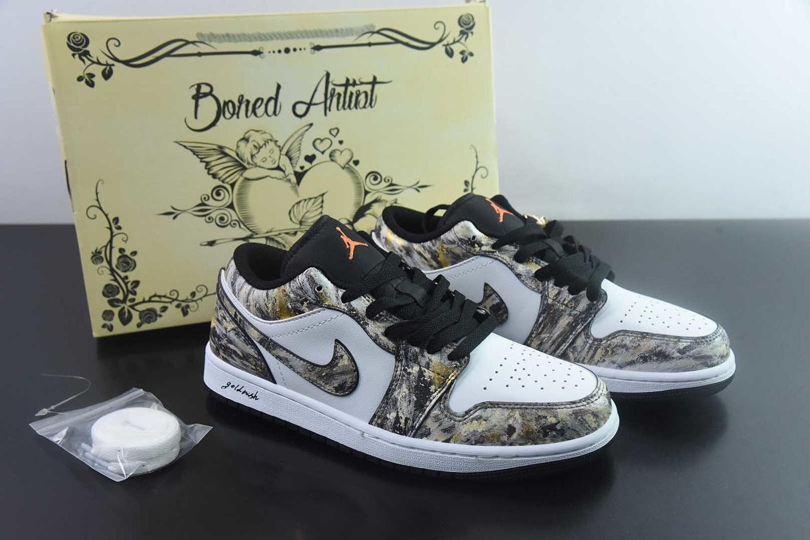 Air Jordan 1 Low Gold Leaf Custom 3